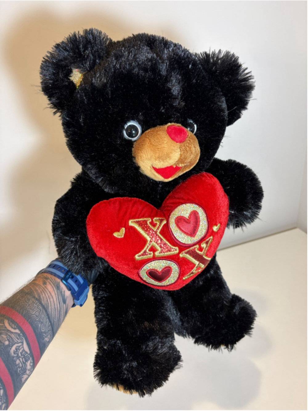Sweetheart Teddy Black Bear 15 Plush Toy Valentine XOXO Heart 2024 #F